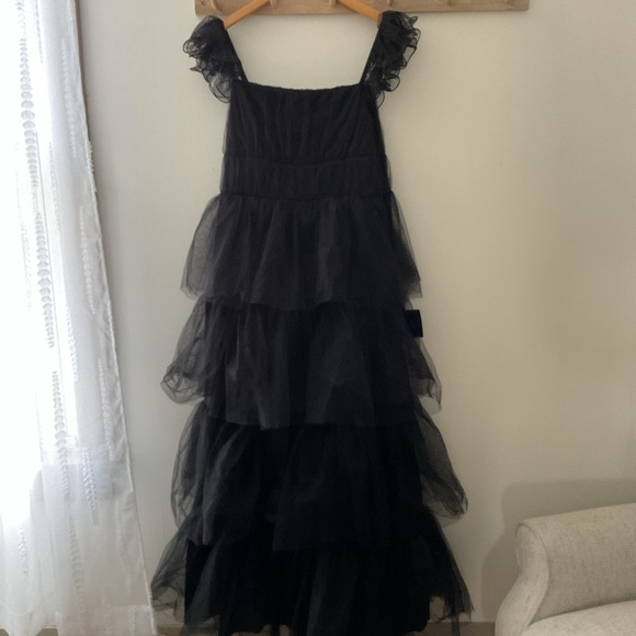 Lulus Tulle For Love Black Mesh Tulle Tiered Ruffled Maxi Dress NWT XXL - Picture 5 of 16